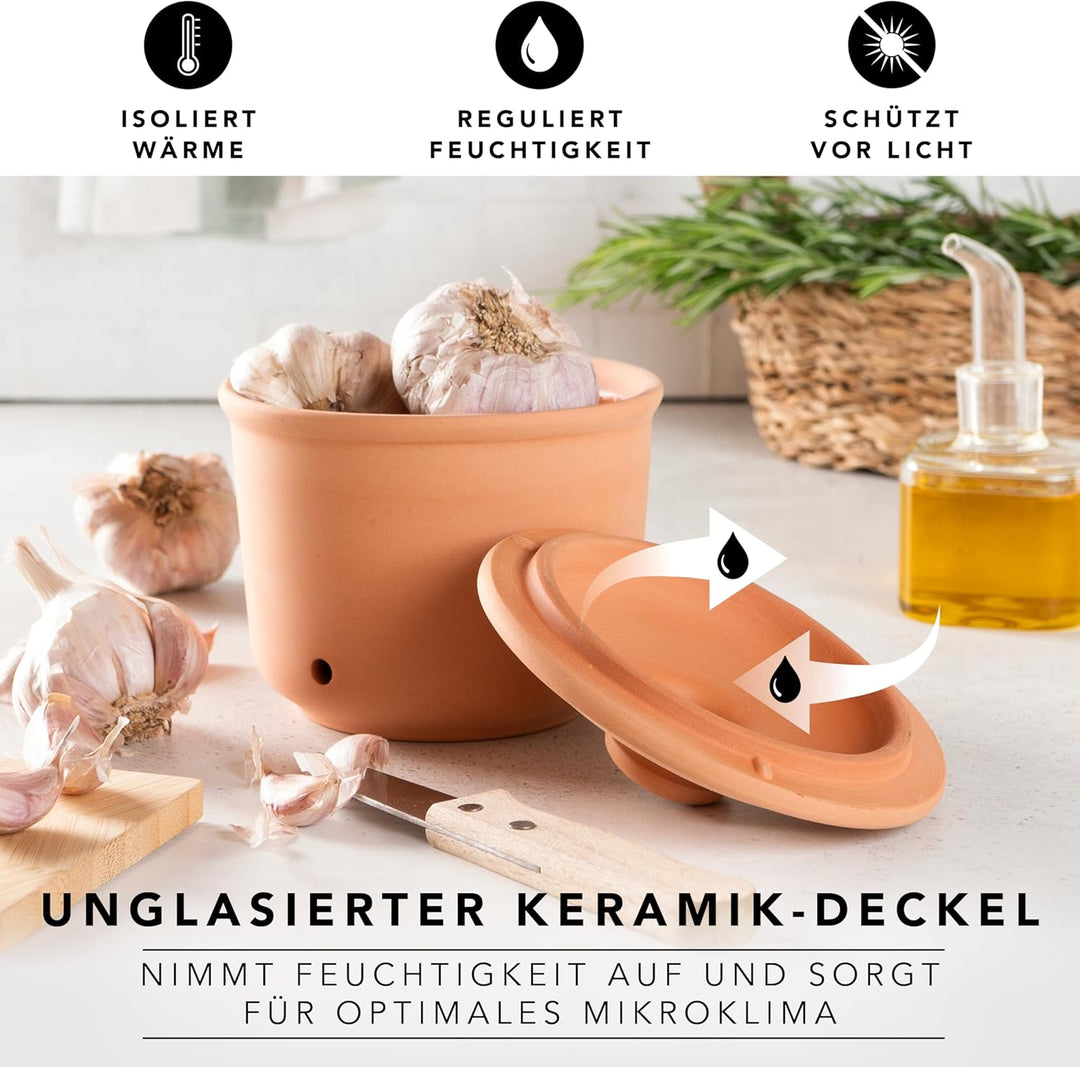 Römertopf Knoblauchtopf aus natürlicher Keramik Ø 12,5cm terrakotta