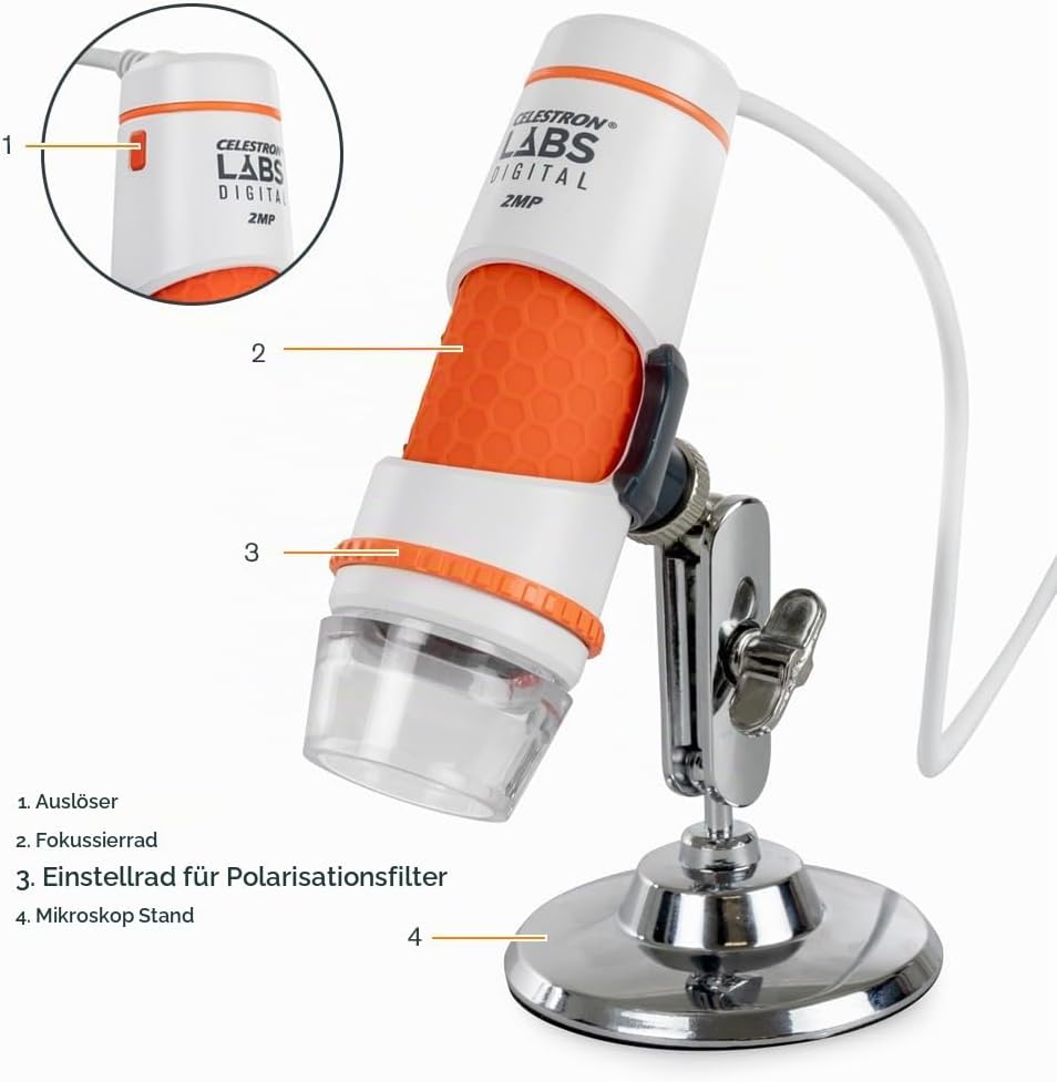 Celestron Deluxe Capture Your Discoveries 44302-C Handheld Digitalmikroskop, Grau Deluxe, Handgerät,