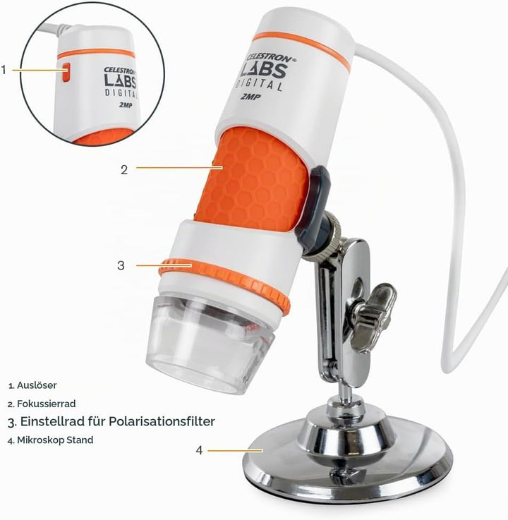 Celestron Deluxe Capture Your Discoveries 44302-C Handheld Digitalmikroskop, Grau Deluxe, Handgerät,