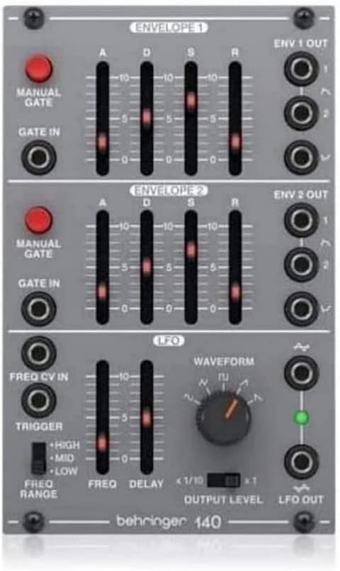 Bherinnger 140 DUAL ENVELOPE/LFO Legendäres analoges Dual Envelope/LFO Modul für Eurorack, 140 DUAL