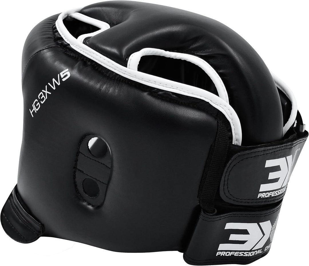 3X Sports Boxing Headguard Open Face Liani Leather Headgear MMA Sparring Helmet Fighting Protector H