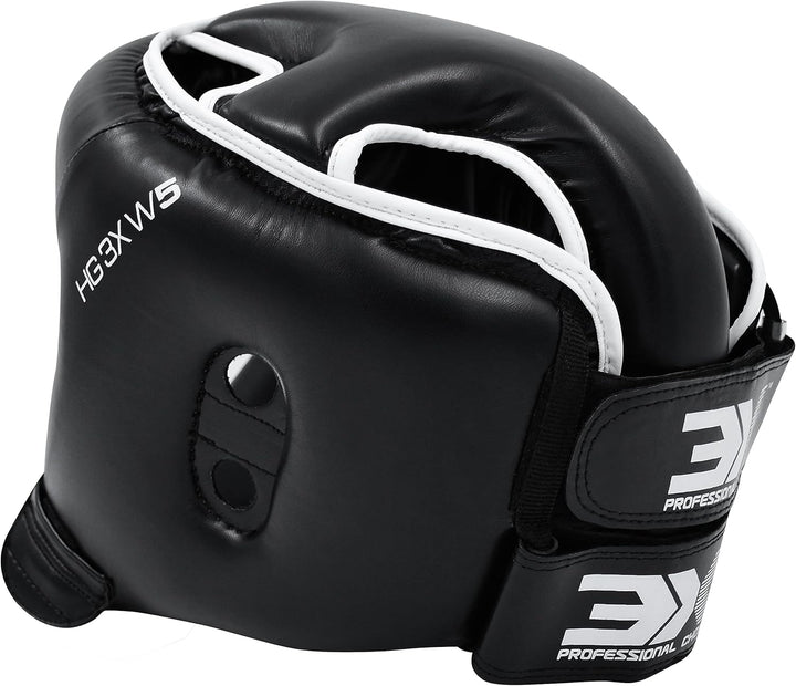 3X Sports Boxing Headguard Open Face Liani Leather Headgear MMA Sparring Helmet Fighting Protector H