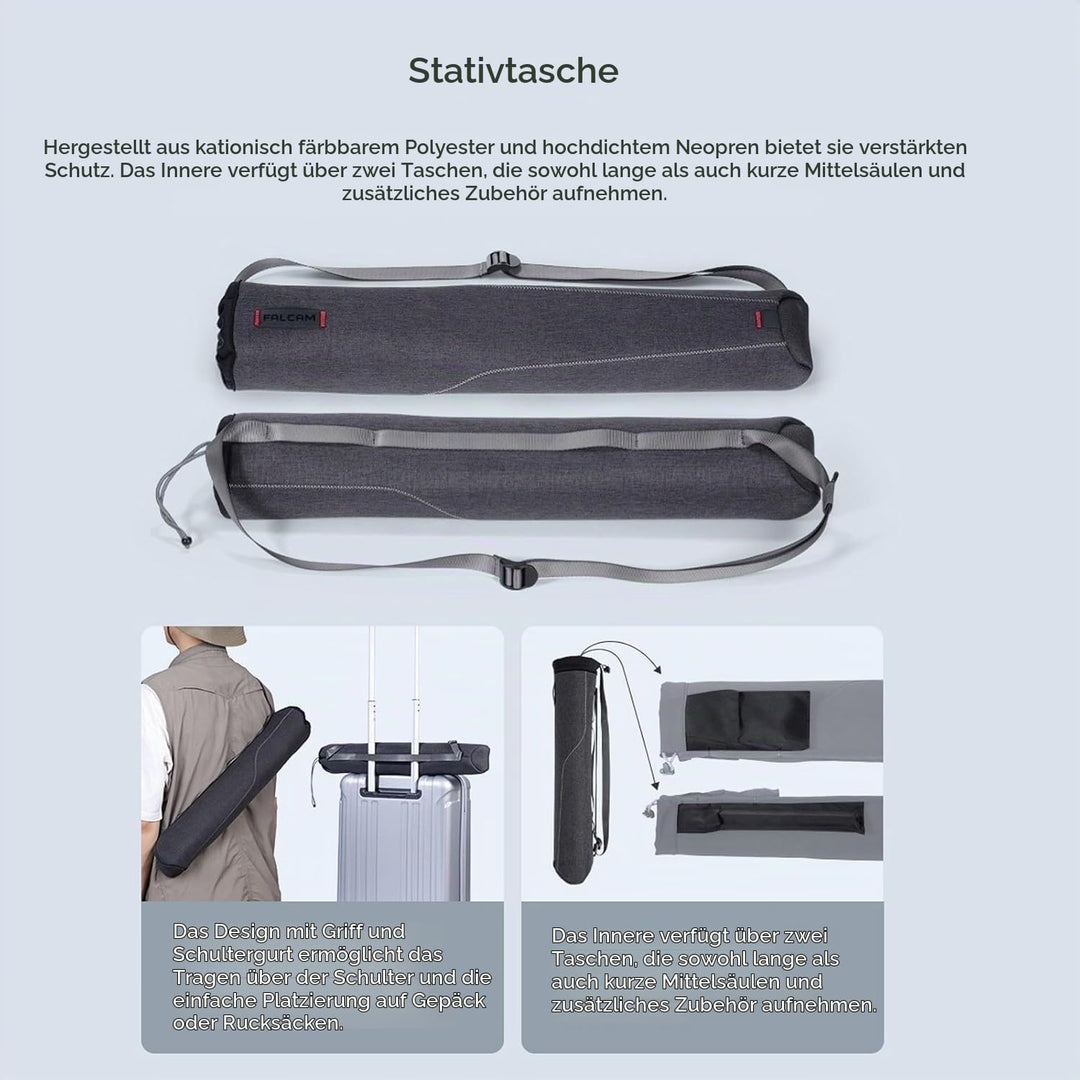 Falcam TreeRoot F38 Pro Carbon-Stativ, 61" Schnellverschluss-Reisestativ mit 360°-Kugelkopf, 5 kg Tr