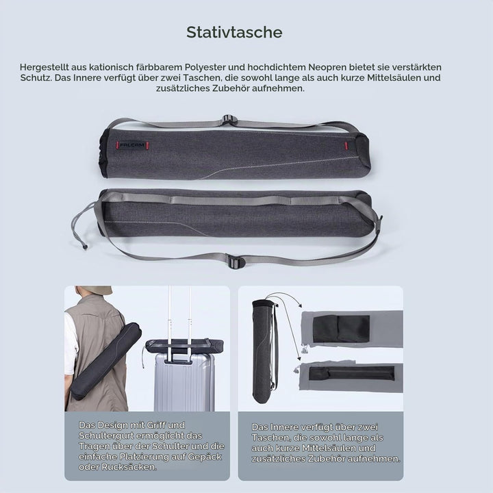 Falcam TreeRoot F38 Pro Carbon-Stativ, 61" Schnellverschluss-Reisestativ mit 360°-Kugelkopf, 5 kg Tr