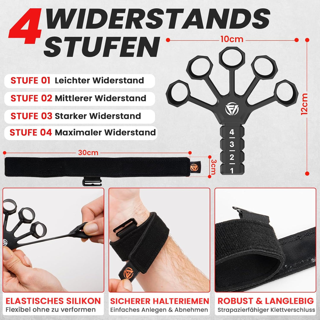 Handtrainer Fingertrainer, Verstellbares Griffkraft Trainer Set -5-Teilig- Unterarmtrainer, Fingerst