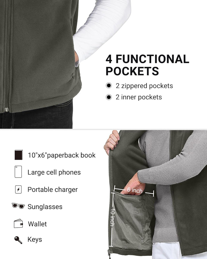 Outdoor Ventures Fleece Weste Herren Leicht Ärmellose Fleeceweste Jacke Winddicht Warm Gefütterte Wi