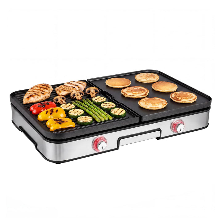 LIFEZEAL Elektrogrill, Tischgrill elektrisch 2000 W, Elektrischer Plattengrill Indoor mit 2 wendbare