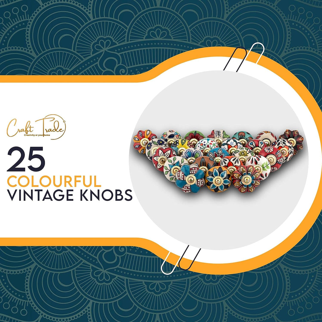 Craft Trade Sortiert Türschrankknopf Boho Antik Keramik-Türknöpfe Kommode Schublade Zieht Hardware K