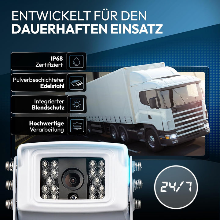 VSG24 Rückfahrkamera 7" Transporter-Set Transit inkl. 2 x Kamera, Monitor, Kabel - Wasserdicht Nacht