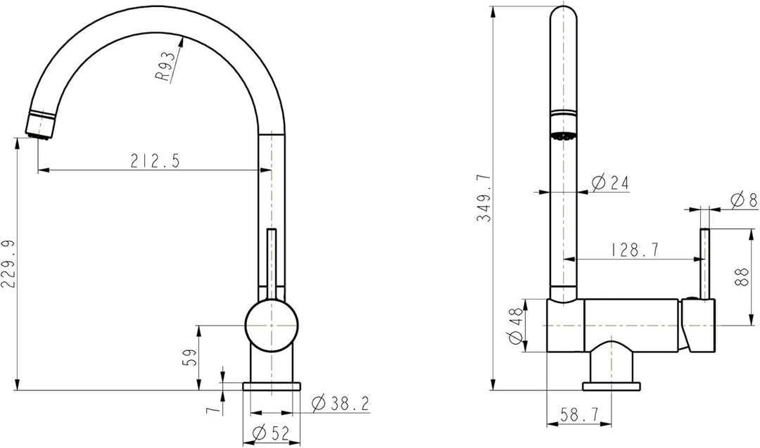 Grünblatt Küchenarmatur zur Vorfenster Montage Fenster Armatur (Chrom, 2-Umklapp-C) Chrom 2-Umklapp-
