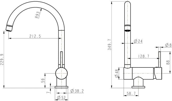 Grünblatt Küchenarmatur zur Vorfenster Montage Fenster Armatur (Chrom, 2-Umklapp-C) Chrom 2-Umklapp-