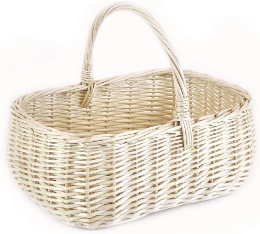 MyBer® Korb Weidenkorb Einkaufskorb Picknickkorb 33/23/13cm (27cm mit Henkel). Stabiler Tragekorb au