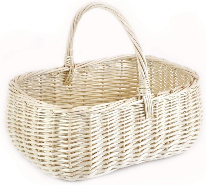 MyBer® Korb Weidenkorb Einkaufskorb Picknickkorb 33/23/13cm (27cm mit Henkel). Stabiler Tragekorb au