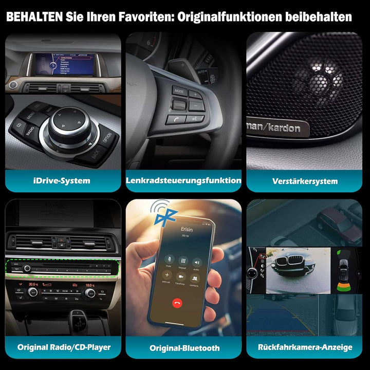 Erisin Qualcomm 10.25" Android 14 8-Kern 4GB RAM+64GB ROM Autoradio Bluetooth GPS Navi für BMW 5er F