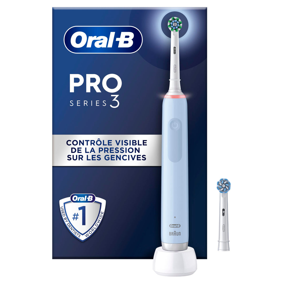 Oral-B PRO 3 3000 Elektrische Zahnbürste/Electric Toothbrush, 2 CrossAction Aufsteckbürsten, mit 3 P