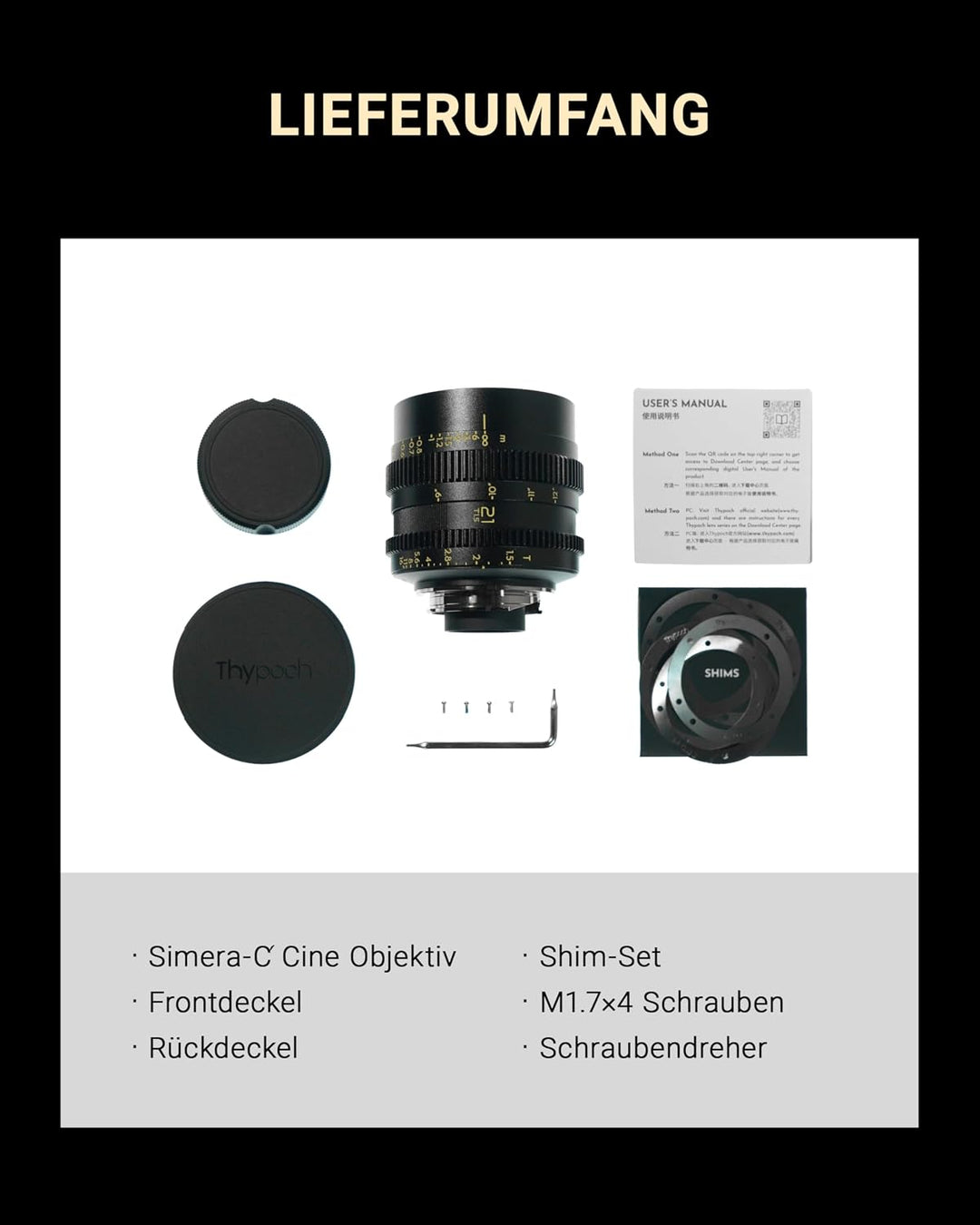 Thypoch Simera-C 35mm T1.5 M-Mount Objektiv, Cine Weitwinkel für Vollformat APS-C, Lichtstarkes Foto