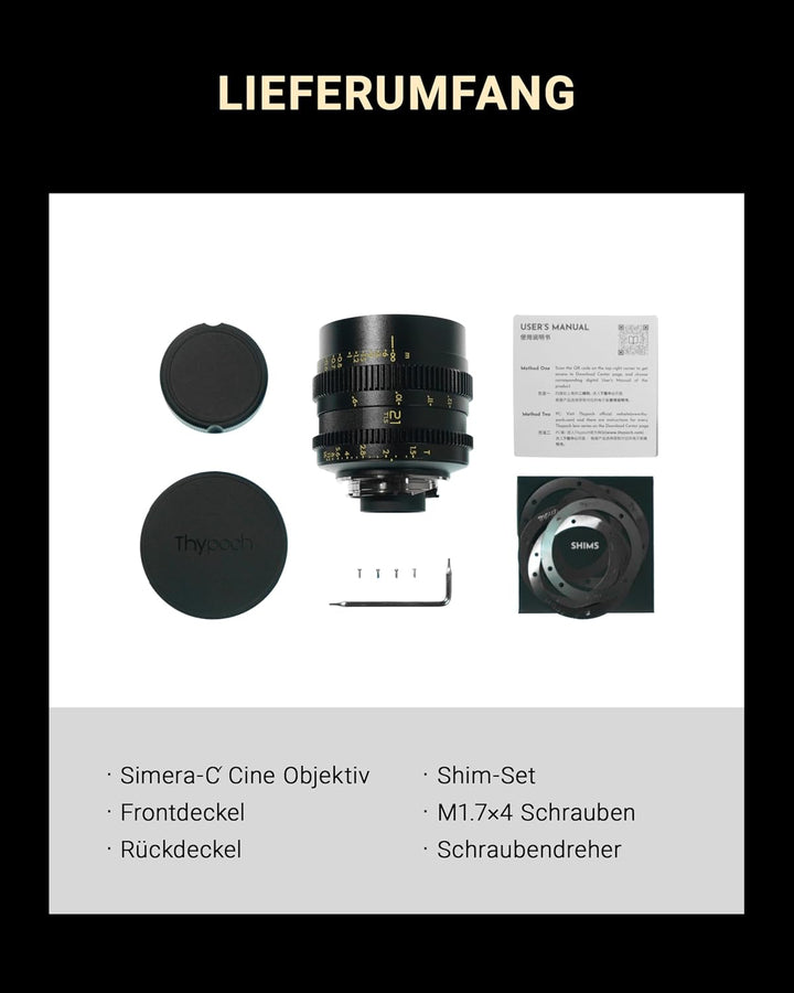 Thypoch Simera-C 35mm T1.5 M-Mount Objektiv, Cine Weitwinkel für Vollformat APS-C, Lichtstarkes Foto