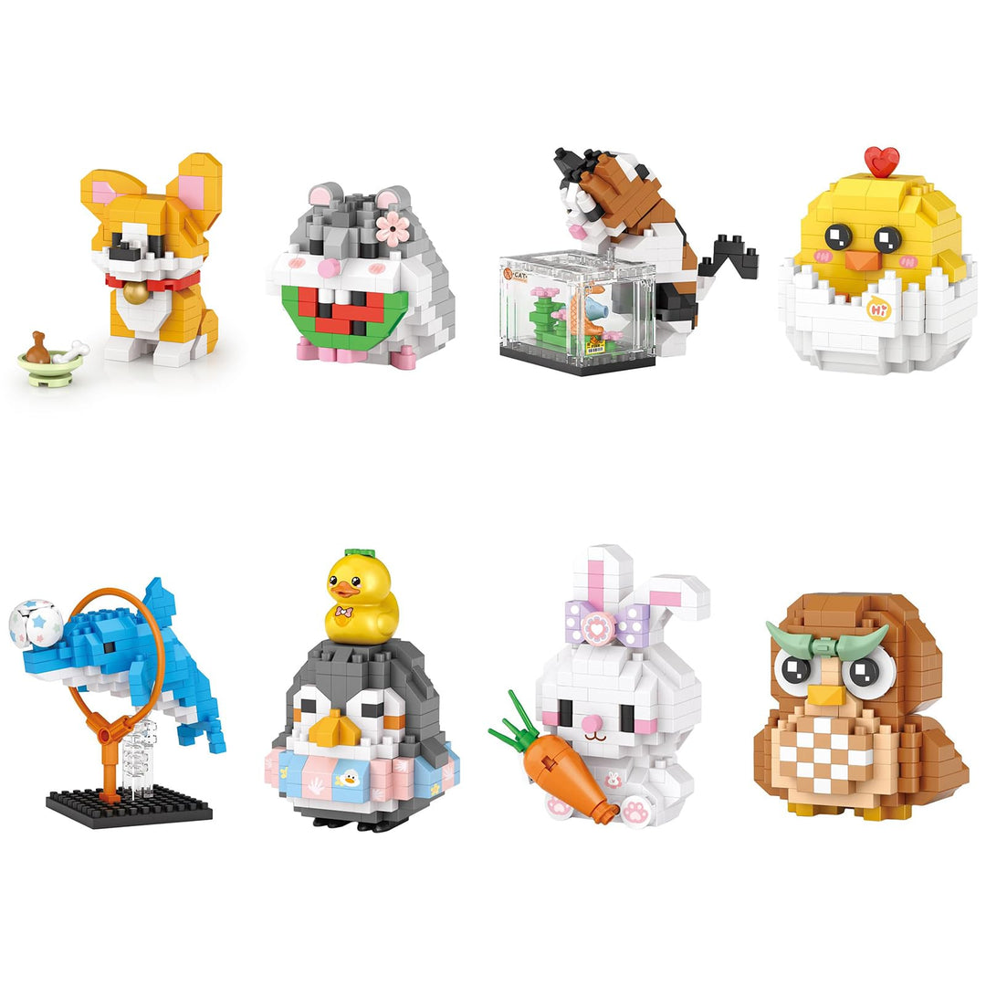 MEIEST 8 PCS Mini Tiere Bausteine Set,Tier Themed Sammlung BAU Ziegel Spielzeug,Nette Wohnkultur