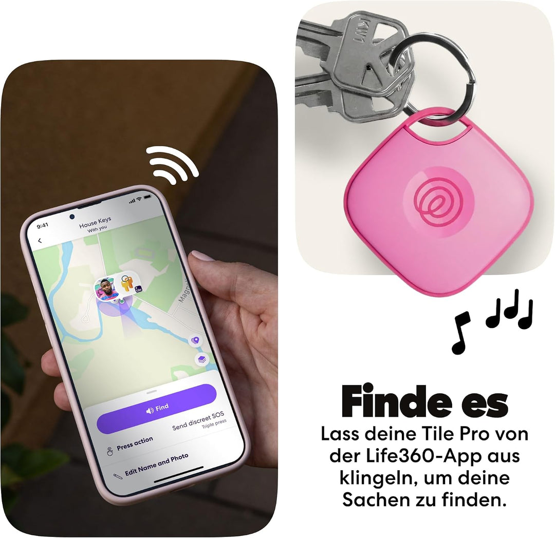 Tile by Life360 Mate - Bluetooth-Tracker, Schlüssel- und Gegenstandsfinder für Schlüssel, Taschen un