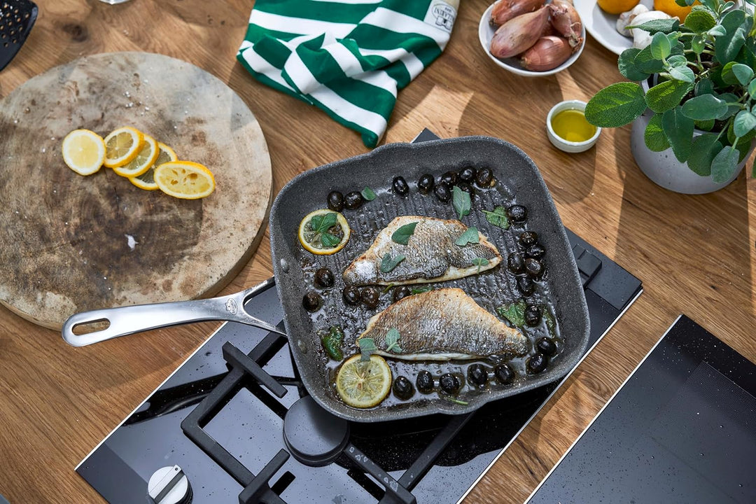 BALLARINI Salina Grillpfanne, 28 cm, quadratisch, mit Ausguss, Antihaftbeschichtung, für alle Herdar
