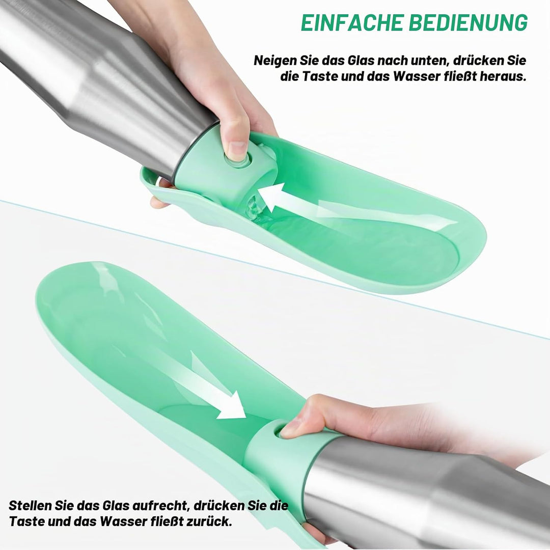 Wasserflasche für Hunde, ZoneYan 750 ml Edelstahl Hundetrinkflasche für Unterwegs, Tragbare Trinkfla
