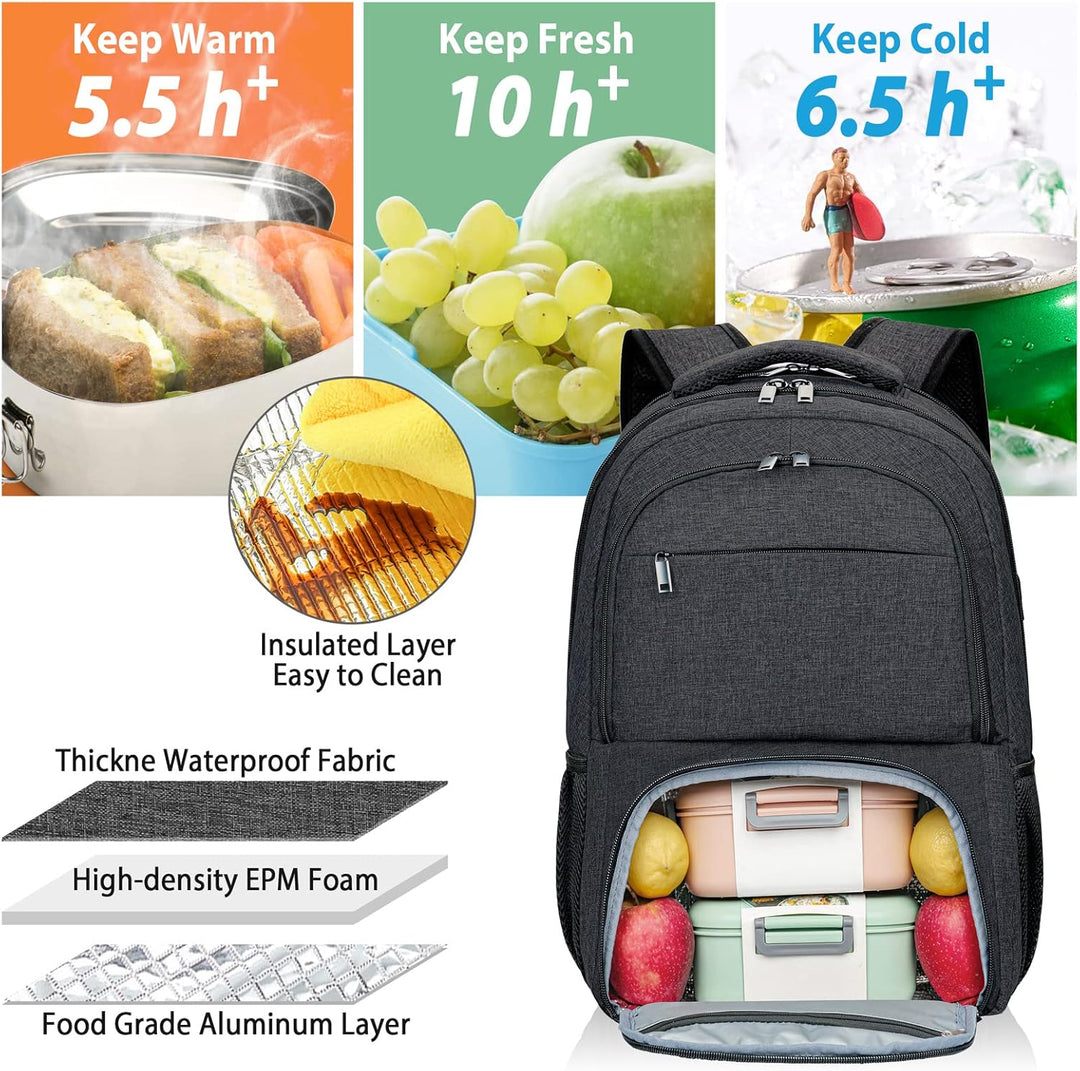 BIKROD Gross Lunch Schulrucksack Arbeit Rucksack 17.3 Zoll Laptop Rucksack mit USB Ladeanschluss Bus