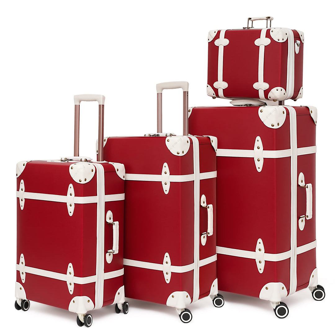 Urecity Vintage Reisekoffer Set 4 Teilig Leicht Retro Lederkoffer Hartschale Trolley Handgepäck Sets