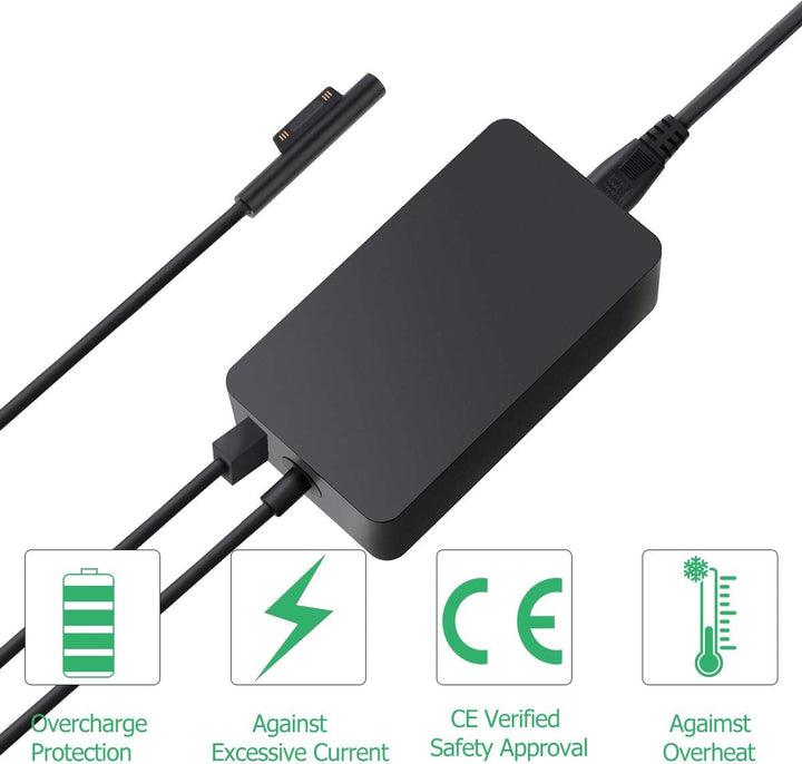 SUPERNIGHT Ladegerät für Surface Pro 65W 15V 4A Netzteil-Adapter Surface Ladakebel für Surface Book