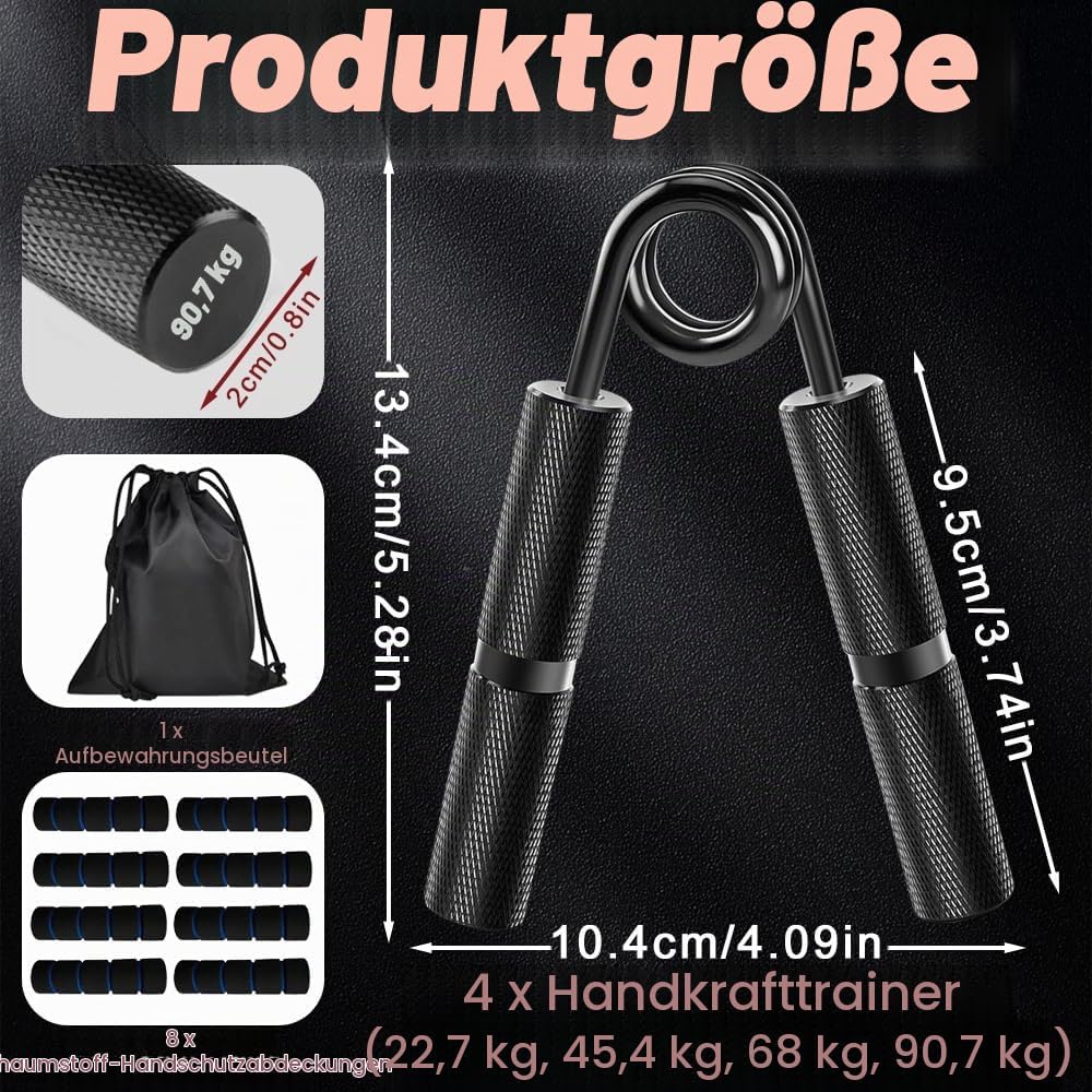 Handtrainer Unterarmtrainer, 4er (50-200LB) Metall Griffkraft Trainer Set mit Fingerstrecker, Handtr