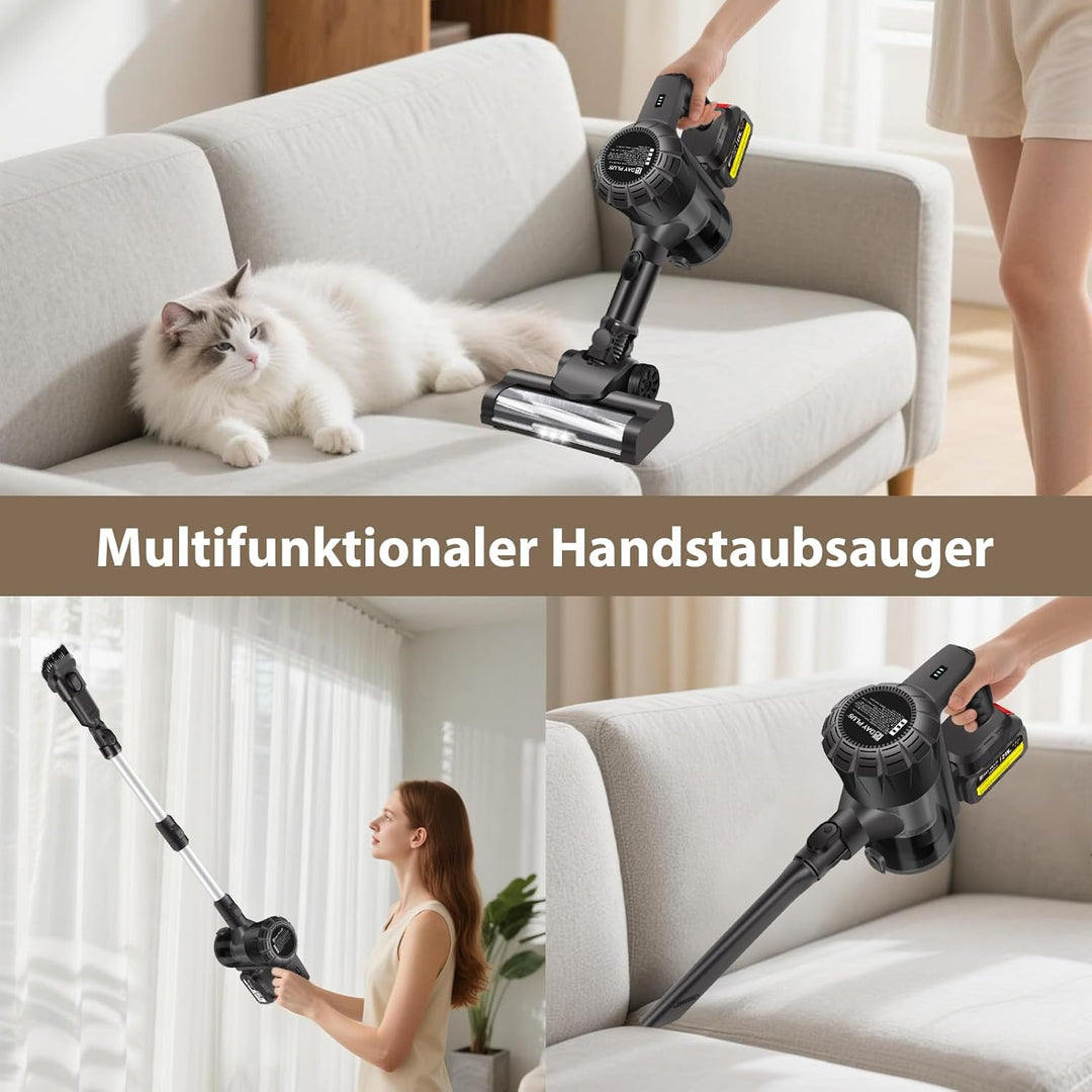 Lucn 6-in-1 kabelloser Staubsauger (Standstaubsauger + Handstaubsauger) – leicht, ohne Staubbeutel,