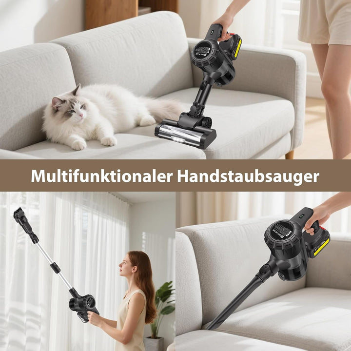 Lucn 6-in-1 kabelloser Staubsauger (Standstaubsauger + Handstaubsauger) – leicht, ohne Staubbeutel,
