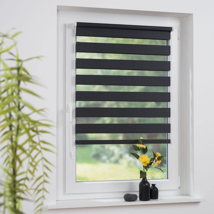 Liedeco® Duo Rollo Klemmfix - 80 x 200 cm anthrazit/transparent lichtdurchlässig Blickdicht und stuf