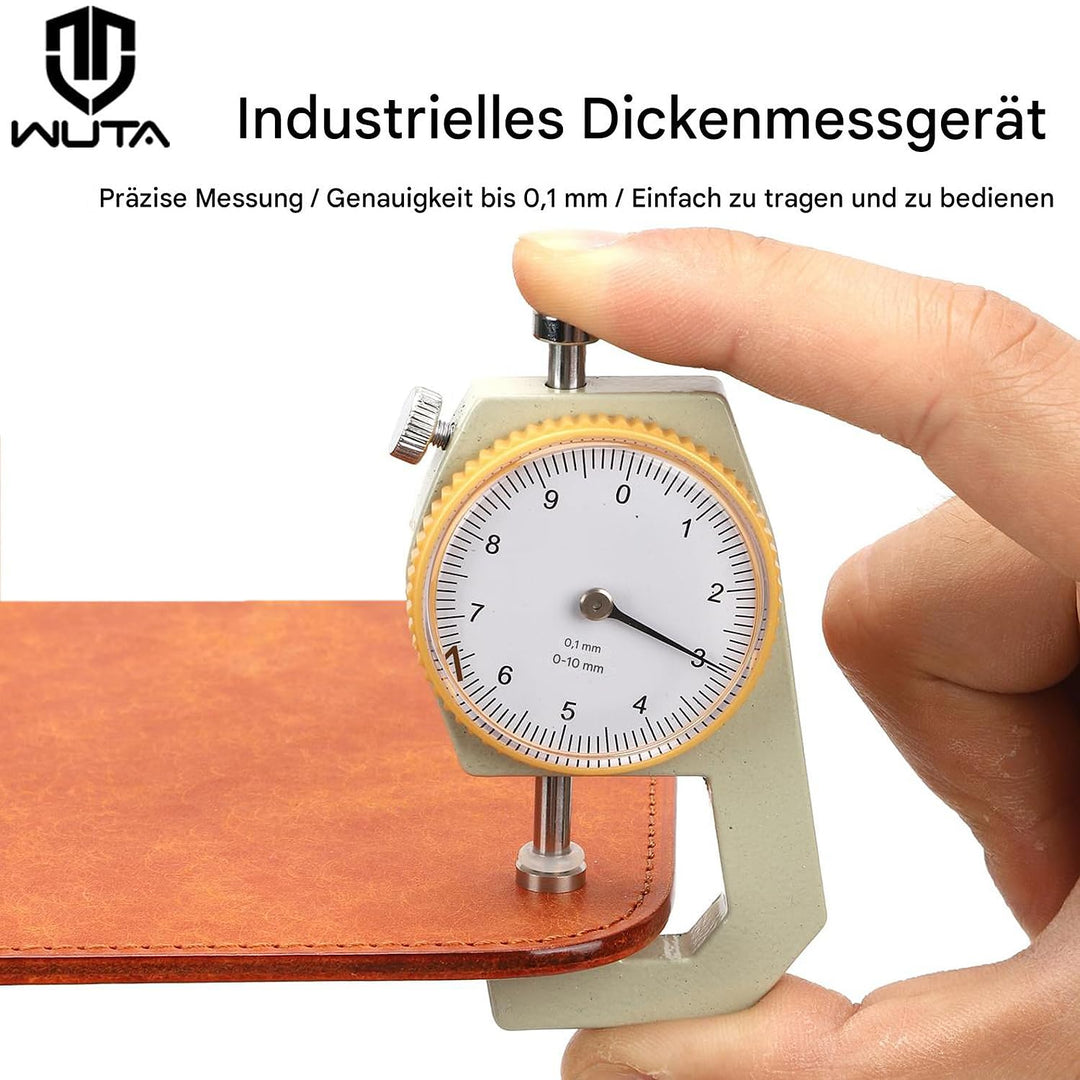 WUTA Leder-Dickenmessgerät 0-10mm Bereich Tragbarer Dickenmessgerät für Leder Papier Metallblechdick