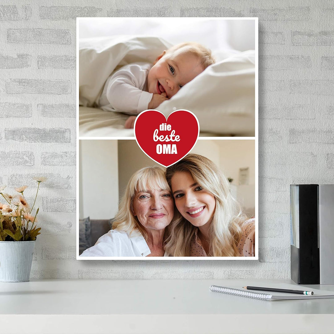 wandmotiv24 Leinwandbild 260 g/m ² - Foto-Collage mit 2 Fotos - Fotogeschenk - Geschenk für die Gros