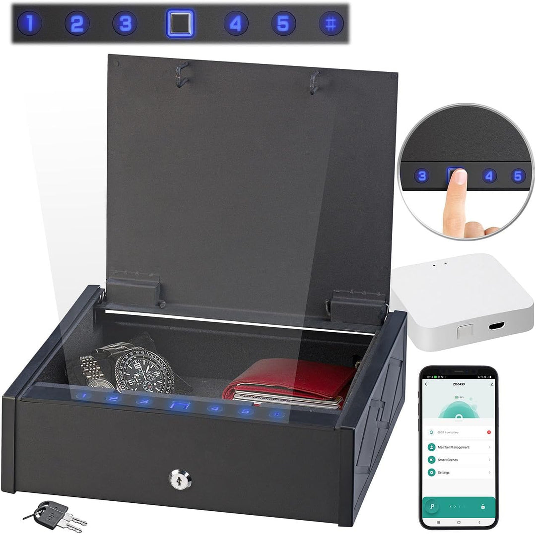 Xcase Mini-Schlüssel-Safe: Tresor mit biometrischer Fingerabdruckerkennung, WLAN-Gateway und App (Mi