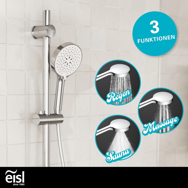 EISL DX7050CSB CLAUDIO Brausestangenset, Duschset mit Brausestange 60cm, Duschbrause mit Schlauch un
