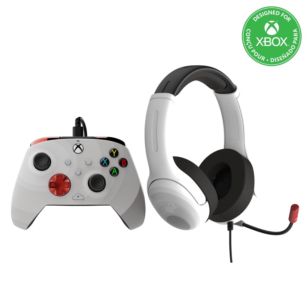 PDP XBX BUNDLE Rematch CONTROLLER and Airlite verkabelt Kopfhörer Radial weiss für Xbox Series X|S,