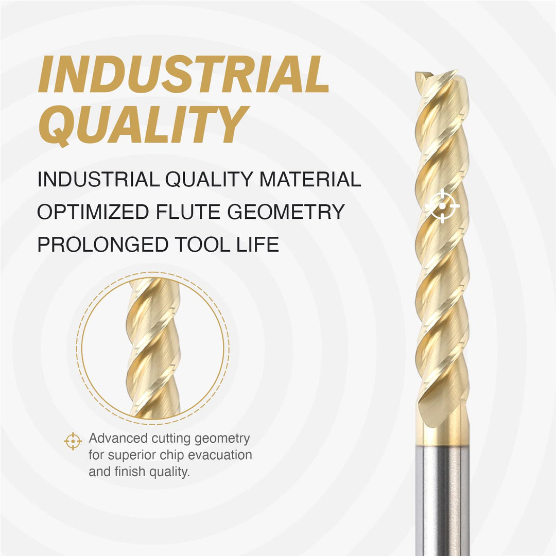ZahyoX 3 Flöten ZrN-beschichteter Vierkantschaftfräser für Aluminium, Vollhartmetall-Upcut-Spiral-CN