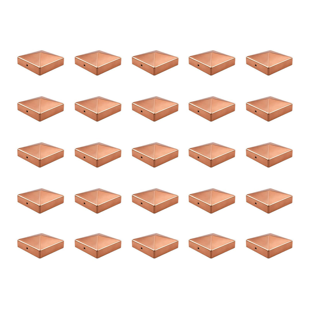25x Pfostenkappe Kupfer Pyramide/Kugel (71 x 71 mm Pyramide), 71 x 71 mm Pyramide