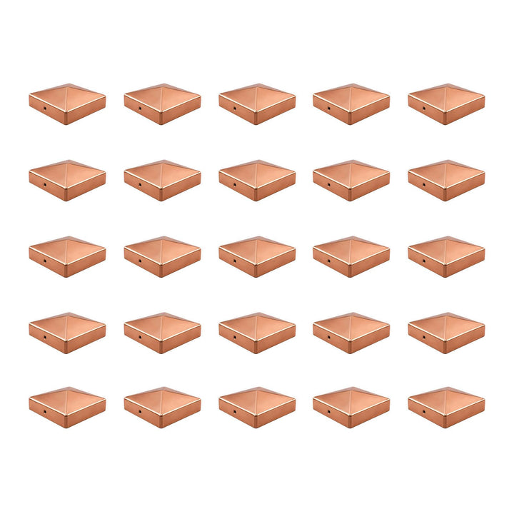 25x Pfostenkappe Kupfer Pyramide/Kugel (71 x 71 mm Pyramide), 71 x 71 mm Pyramide