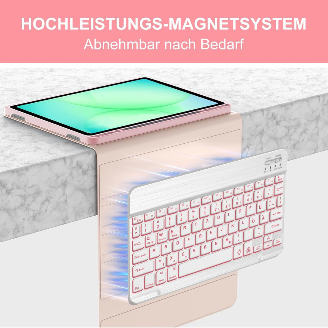Hülle mit Tastatur für Samsung Galaxy Tab A11+ 11" (2025) & Galaxy Tab A9+ 11" (2023) – Deutsch Keyb