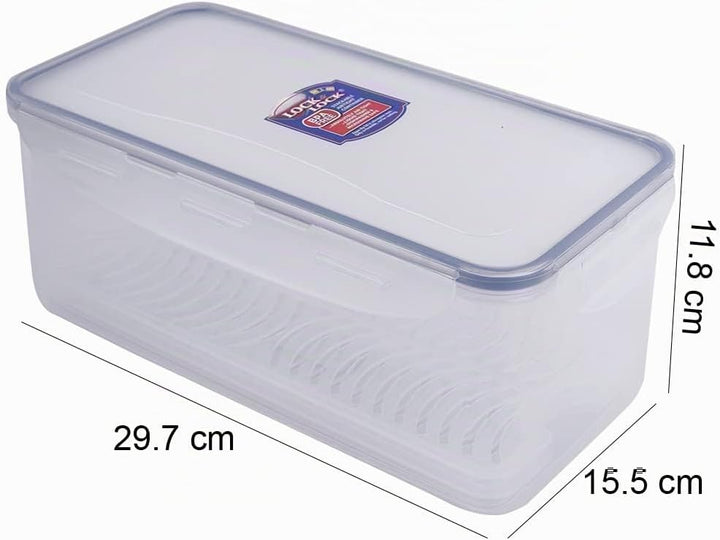 LocknLock PP Classic Vorratsdose mit Ablaufgitter | 3,4 L | 29,7 x 15,2 x 11,8 cm | 100% luft- und w
