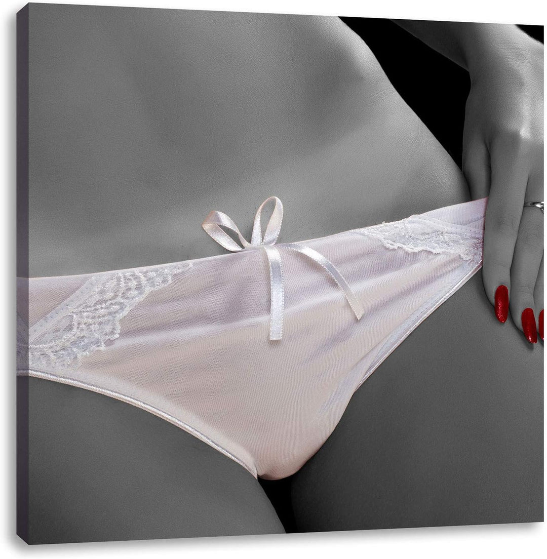 Pixxprint weisses Dessous als Leinwandbild/Grösse: 70x70 cm/Wandbild/Kunstdruck/fertig bespannt, 70x