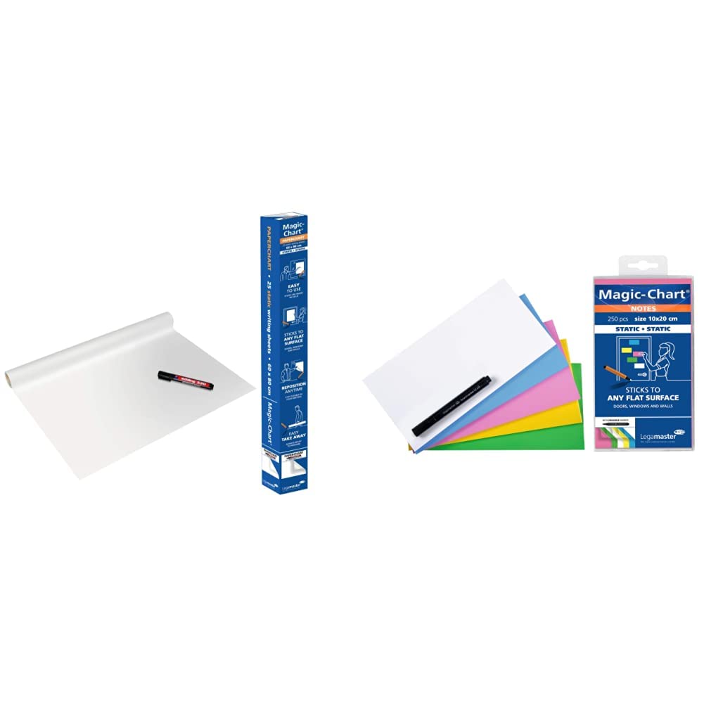 Legamaster Magic-Chart Paperchart Folie - weiss - 80x60cm & Magic-Chart Notes - statisch selbsthafte