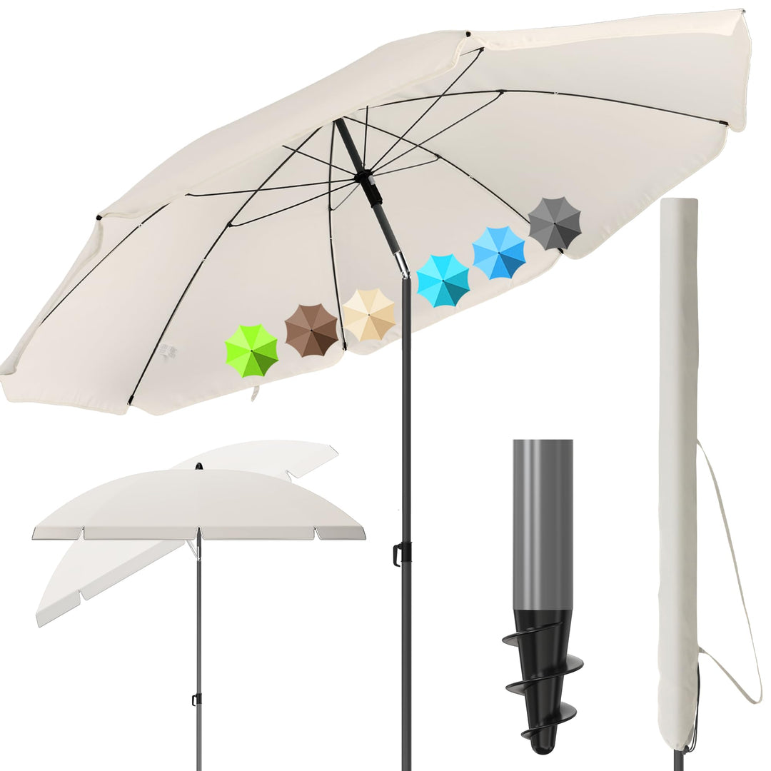 4smile Sonnenschirm Strand 160 cm in Beige - Höhenverstellbarer Strandschirm SunnyJoy UPF 50+ für So