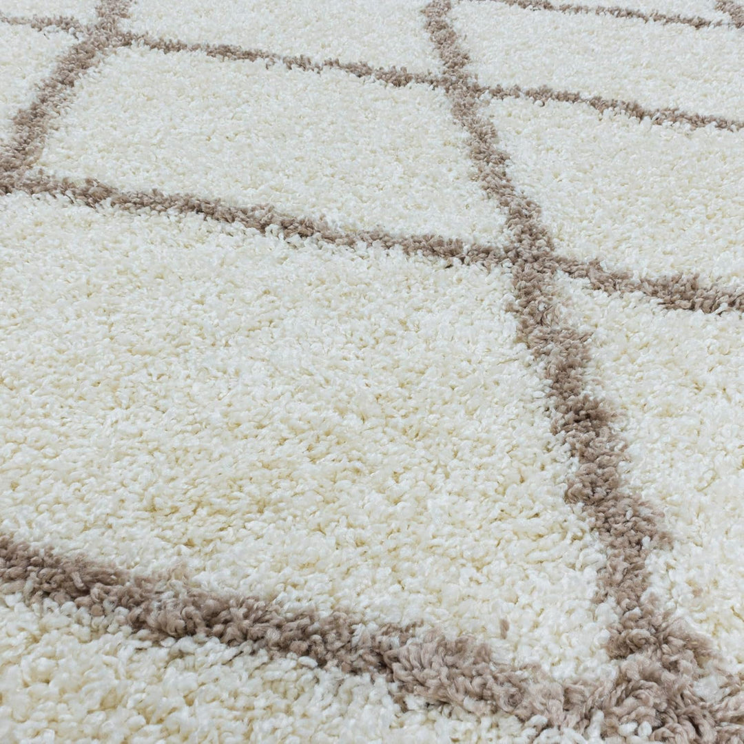 Shaggy Runder Hochflor Teppich Wohnzimmer Schlafzimmer Teppich Rund Deko Rautenmuster Modernes Desig