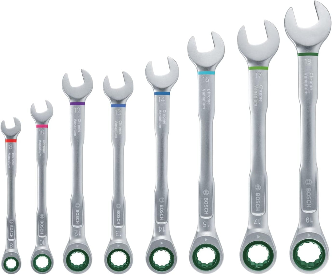 Bosch Schraubenschlüssel/Ratschen-Kombischlüssel-Set, 8-teilig (Ultimativer Komfort durch Kombinatio