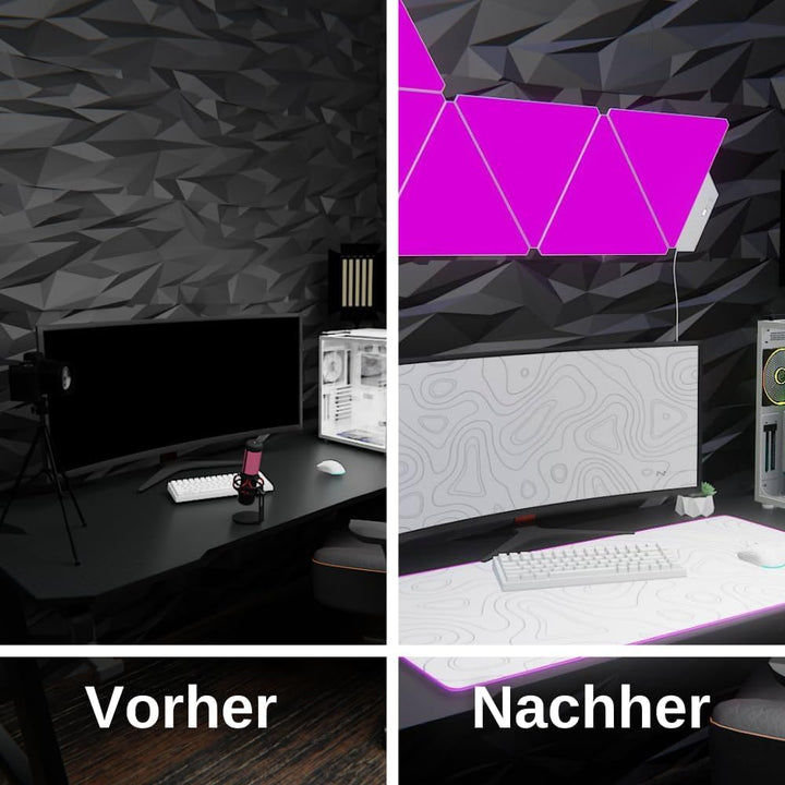 Nyfter - XXL Gaming Mauspad RGB White im Topography Design 900 x 500mm Premium Mousepad Size Gross v