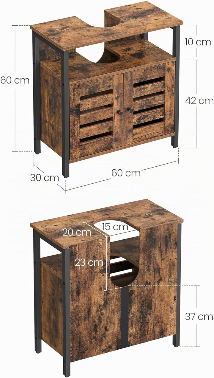 VASAGLE Waschbeckenunterschrank, Badezimmerschrank, Aufbewahrungsschrank, 30 x 60 x 60 cm, mit 2 Lam