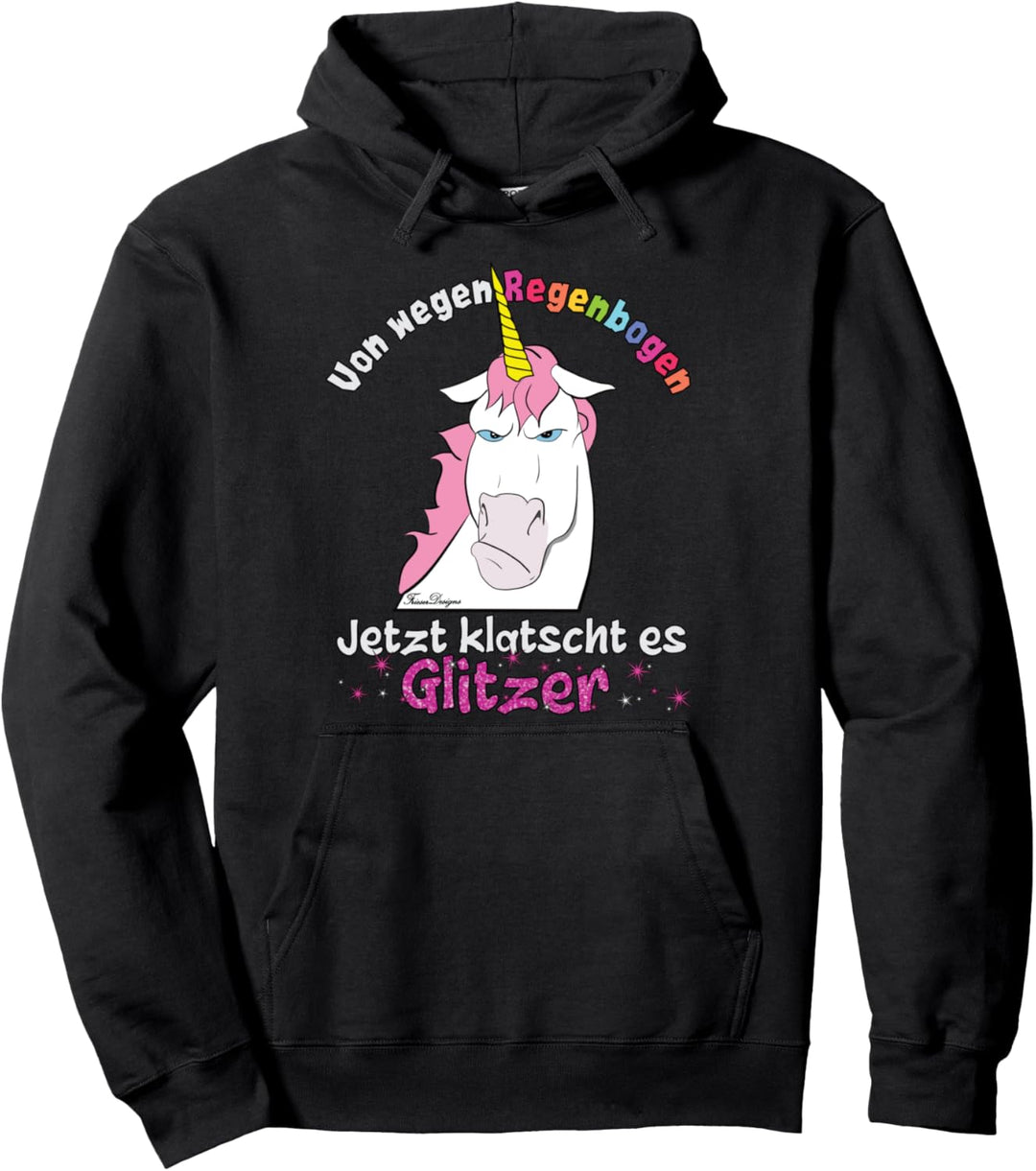 Böses Einhorn klatscht Glitzer lustiges Regenbogen Fun Pullover Hoodie